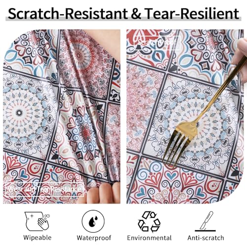 Fitted Round Tablecloth for 36-44" Tables Spring Summer Fall Rustic Stain Resistant Mantel para Mesa Redonda Kitchen Living Room Needs Campers Picnic Inside Outdoors Supplies