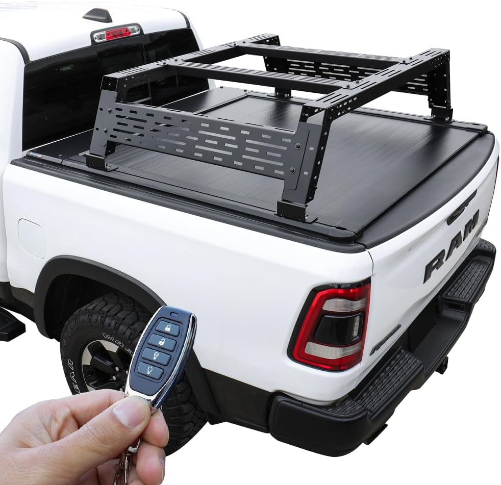Syneticusa ER Power Retract Hard Truck Bed Tonneau Cover with Rack Kit Fits 2007-2021 Tundra 5'6" (66.7”) Bed