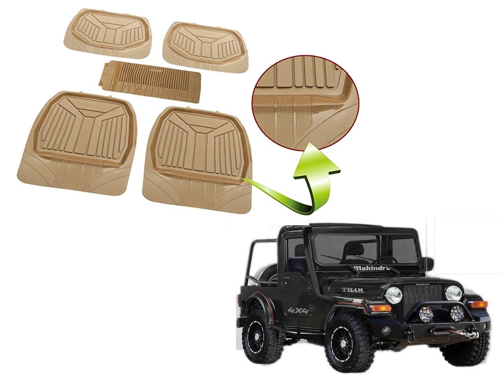 Kozdiko Heavy Duty Beige Color 3G Beige Rubber Mats Set of 5 Pcs for Mahindra TUV 300-picture-17