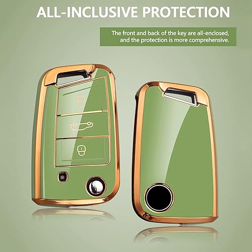 Miniatura 3 de ontto Funda protectora para llave de coche VW TPU para Volkswagen para Skoda Polo Jetta Golf 7 GTI 7, verde oscuro
