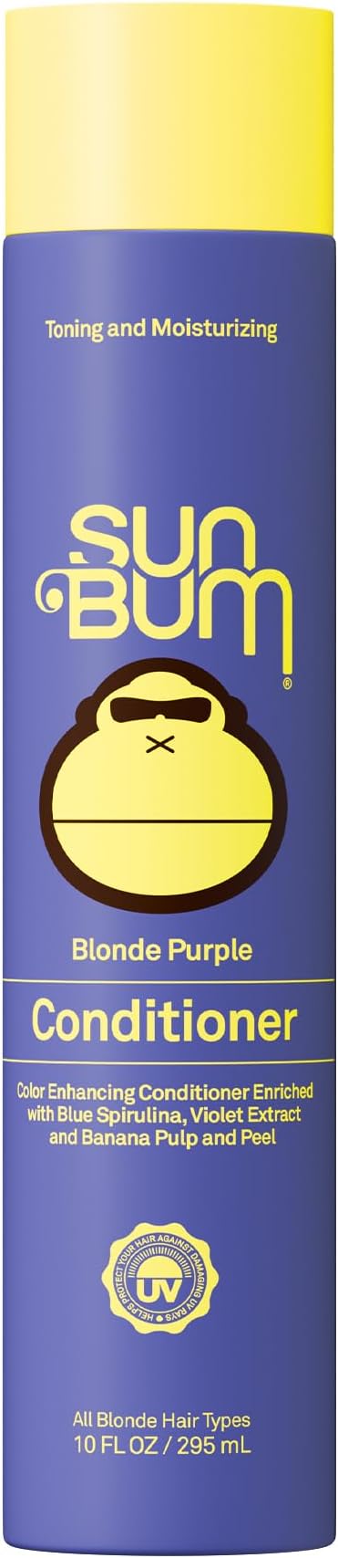 Sun Bum Blonde Purple Conditioner - Moisturizing and Brightening Formula - UV Protecting and Color Enhancing and Toning Hair Treatment for Blonde Hair - Helps Prevent Breakage and Frizz - 10 oz
