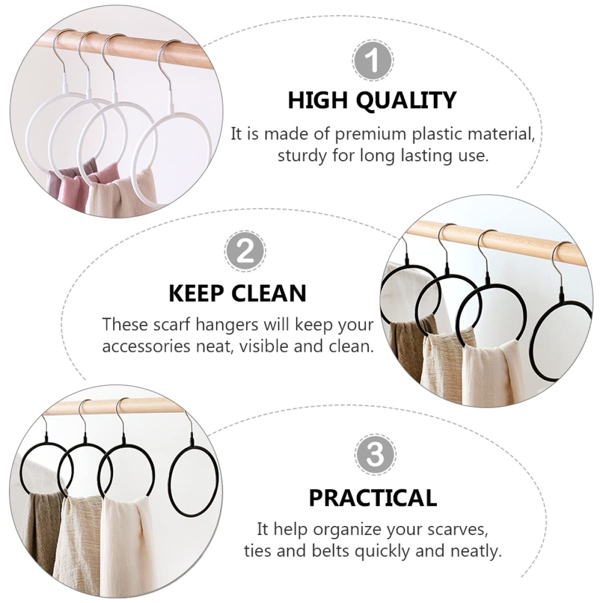SOLUSTRE 6Pcs Multifunctional Clothes Holding Ring Scarf Hanger for Wardrobe Organizer Tie and Belt Storage for Easy Access and Display