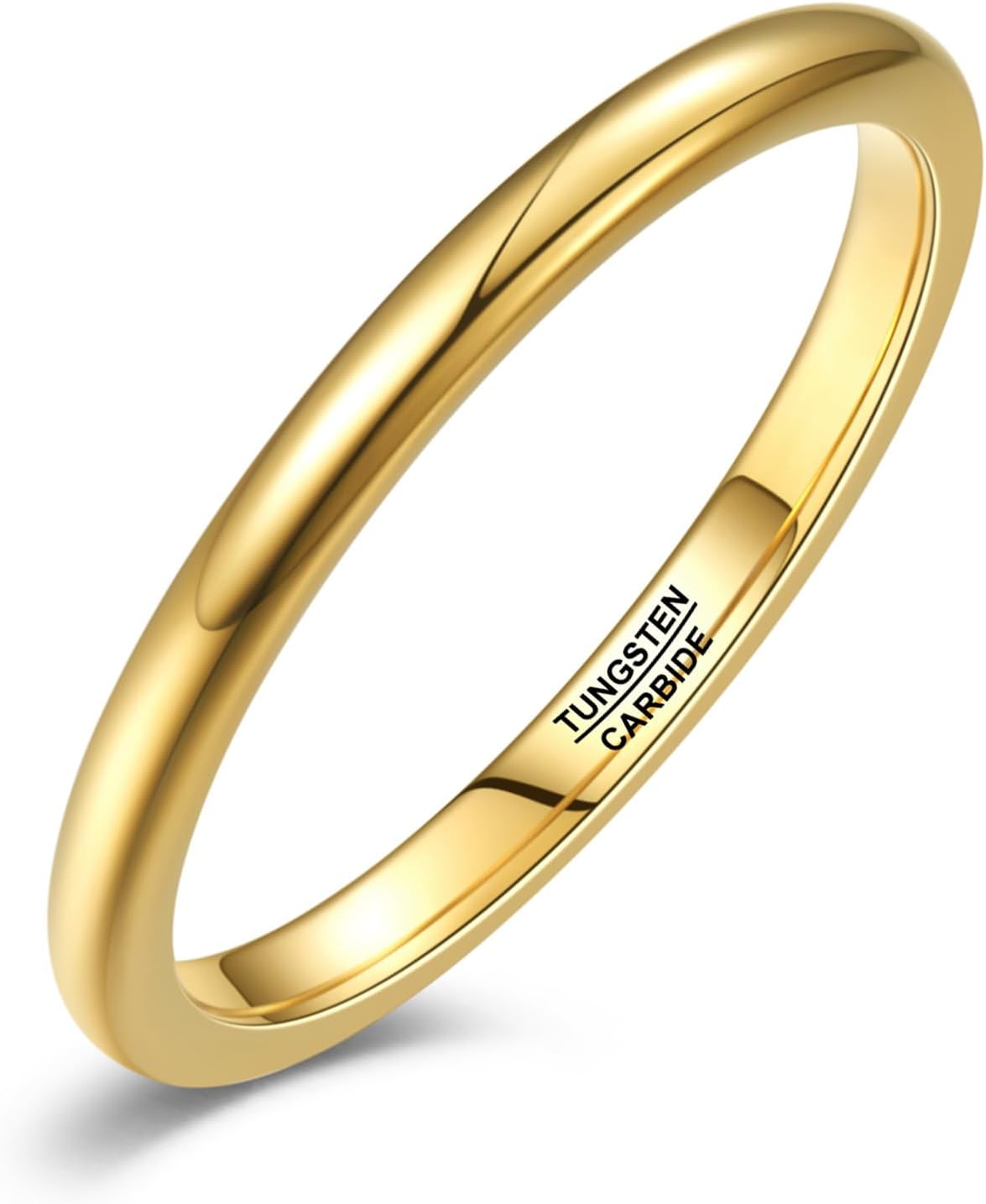 Vakki Gold Tungsten Wedding Bands for Men Women 2/4/6/8mm 14k Gold Plated Slim Stacking Stackable Engagement Promise Rings Domed High Polished Finish Comfort Fit size 5-12