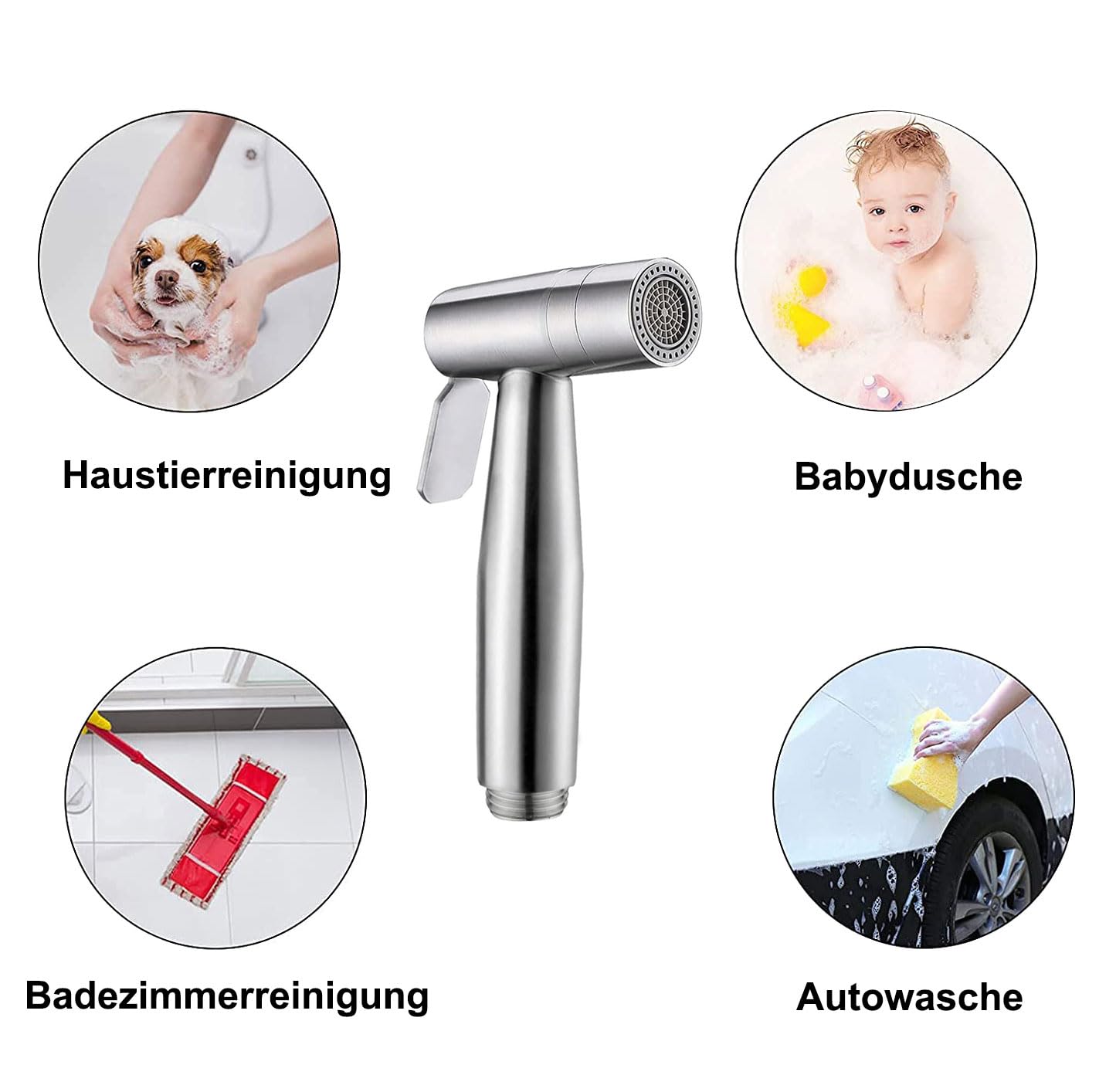 Doccetta Bidet Portatile Acciaio Inossidabile 2 Funzioni Spruzzatore WC