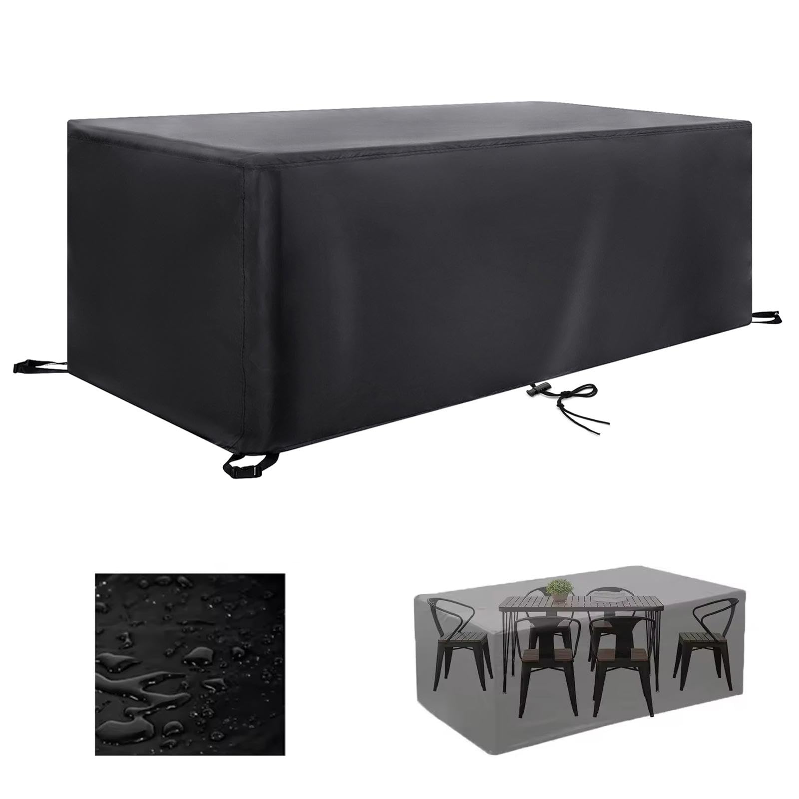 Copertura Per Mobili da Giardino, 300x130x75cm Telo Copri Tavolo per Esterno Copertura Mobili Giardino Impermeabile Copri Tavolo da Esterno Coperture Tavoli da Giardino Antipioggia Antivento