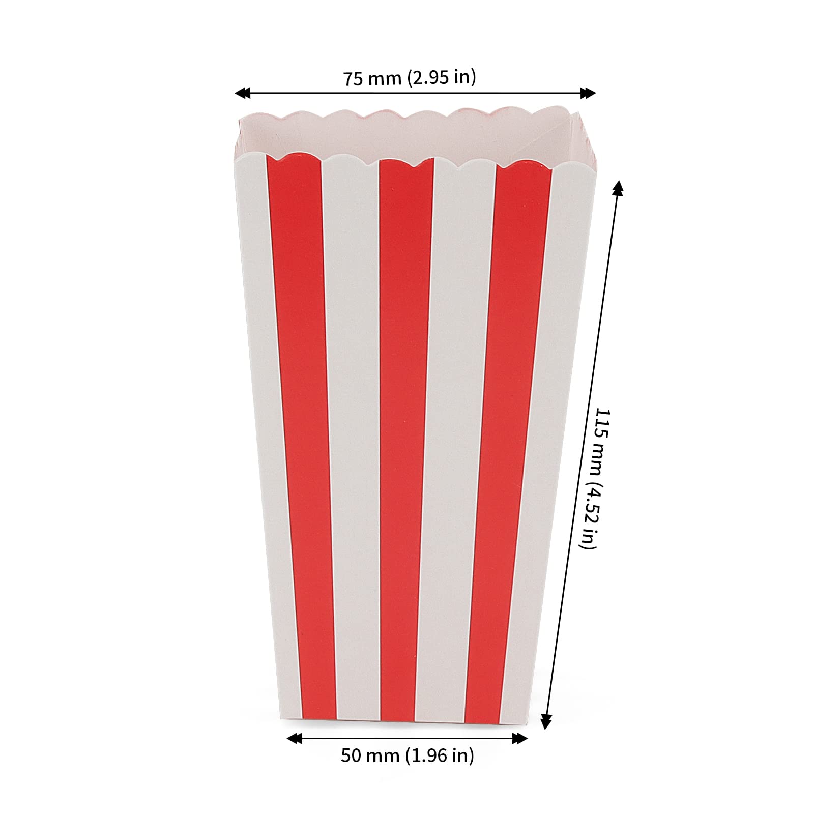 JAPCHET Lot de 120 boîtes à popcorn en papier rayé de 11,5 x 7,5 x 5 cm pour soirée cinéma, anniversaire, fête