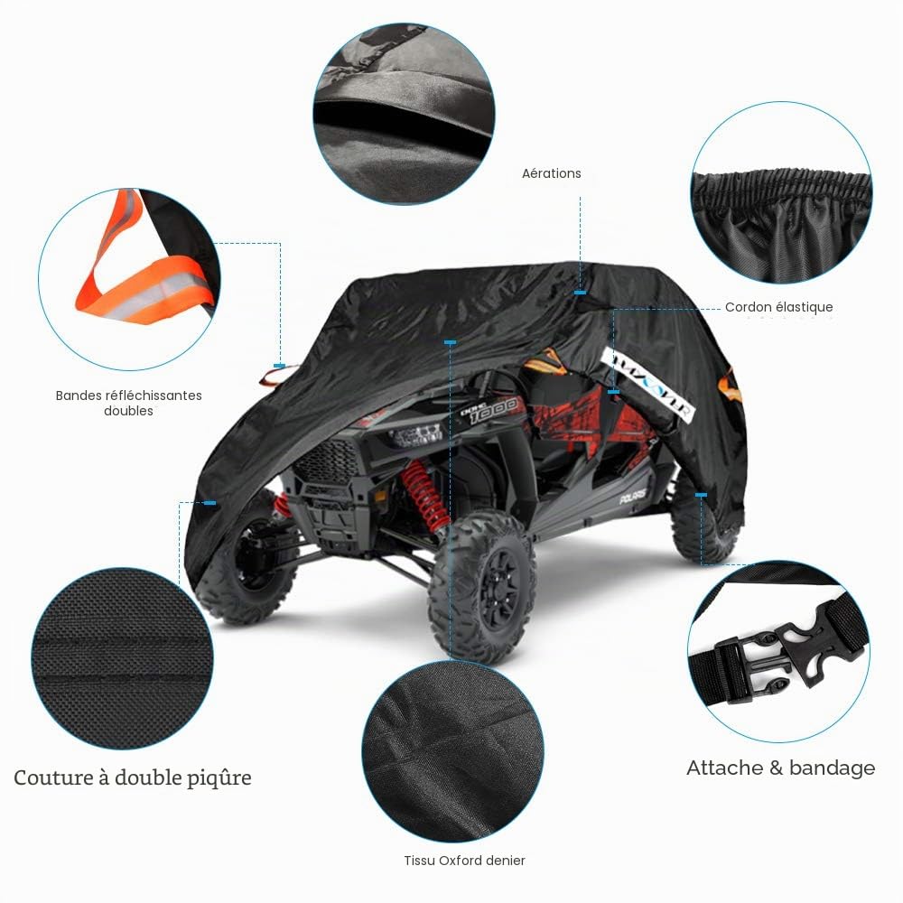 Housse Universelle imperméable en Tissu Oxford épais pour Polaris RZR Yamaha Can-Am Defender Kawasaki Ranger 4-6 passagers