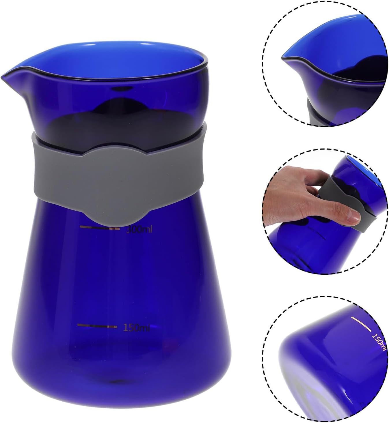 Gem Blue Glass Coffee Pot with Scale Multi-function Household Kettle for Brewing Pouring Heat-resistant Glass with Comfortable Handle Practical Spout Design for Home Use