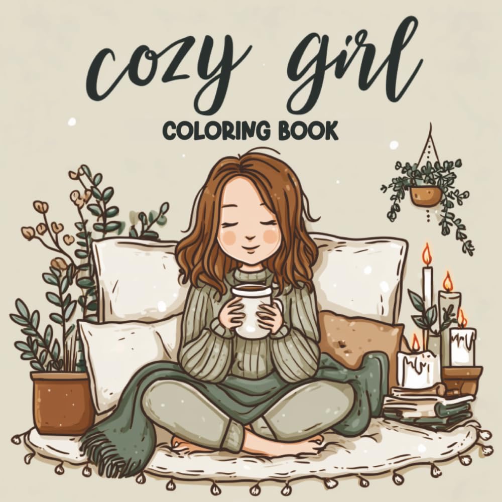 Cozy Girl Coloring Book: Cute, Fun and Cozy Coloring Book with Relaxing Scenes and Calm Vibes