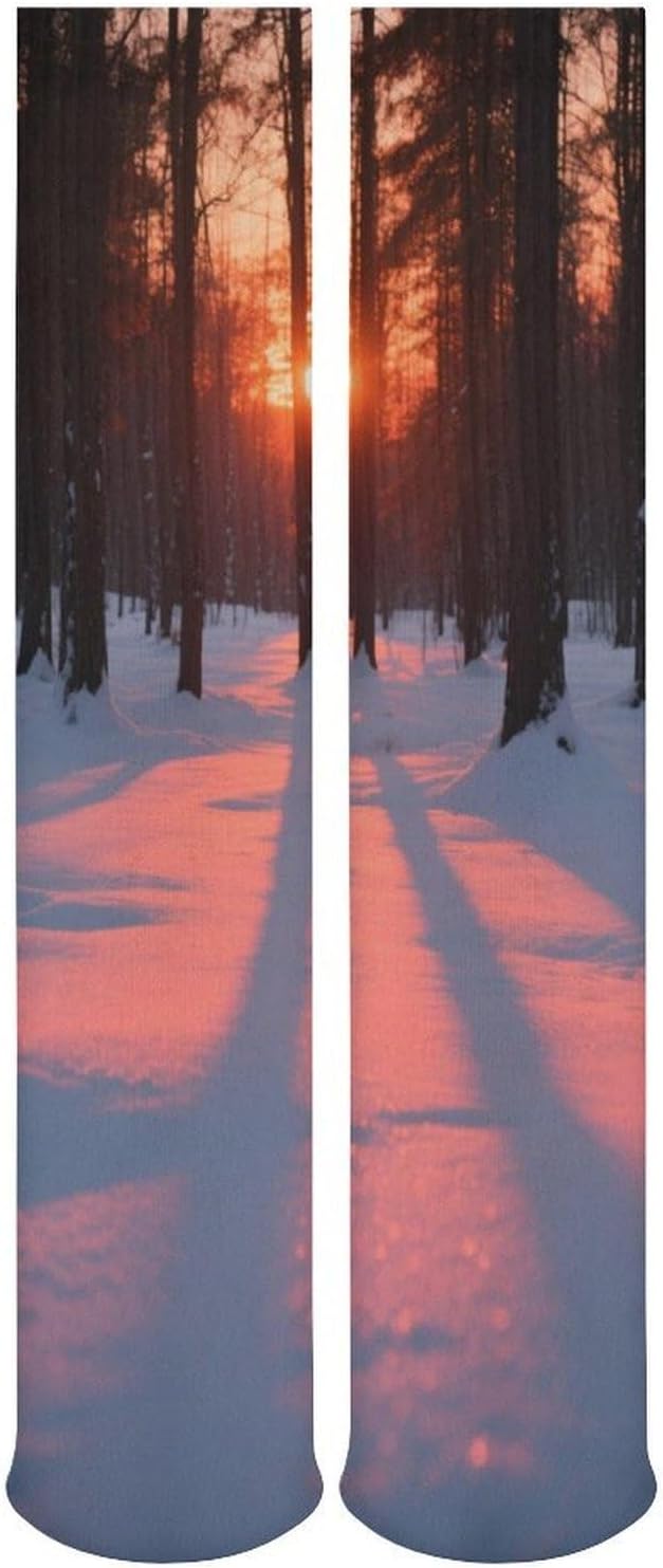 Dusk Crew Socks High Stocking Thermal Socks | Tube Socks-Breathable-Moisture-Soft-wicking for Hospital Pilates Yoga for women men Grippy for office and daily walking