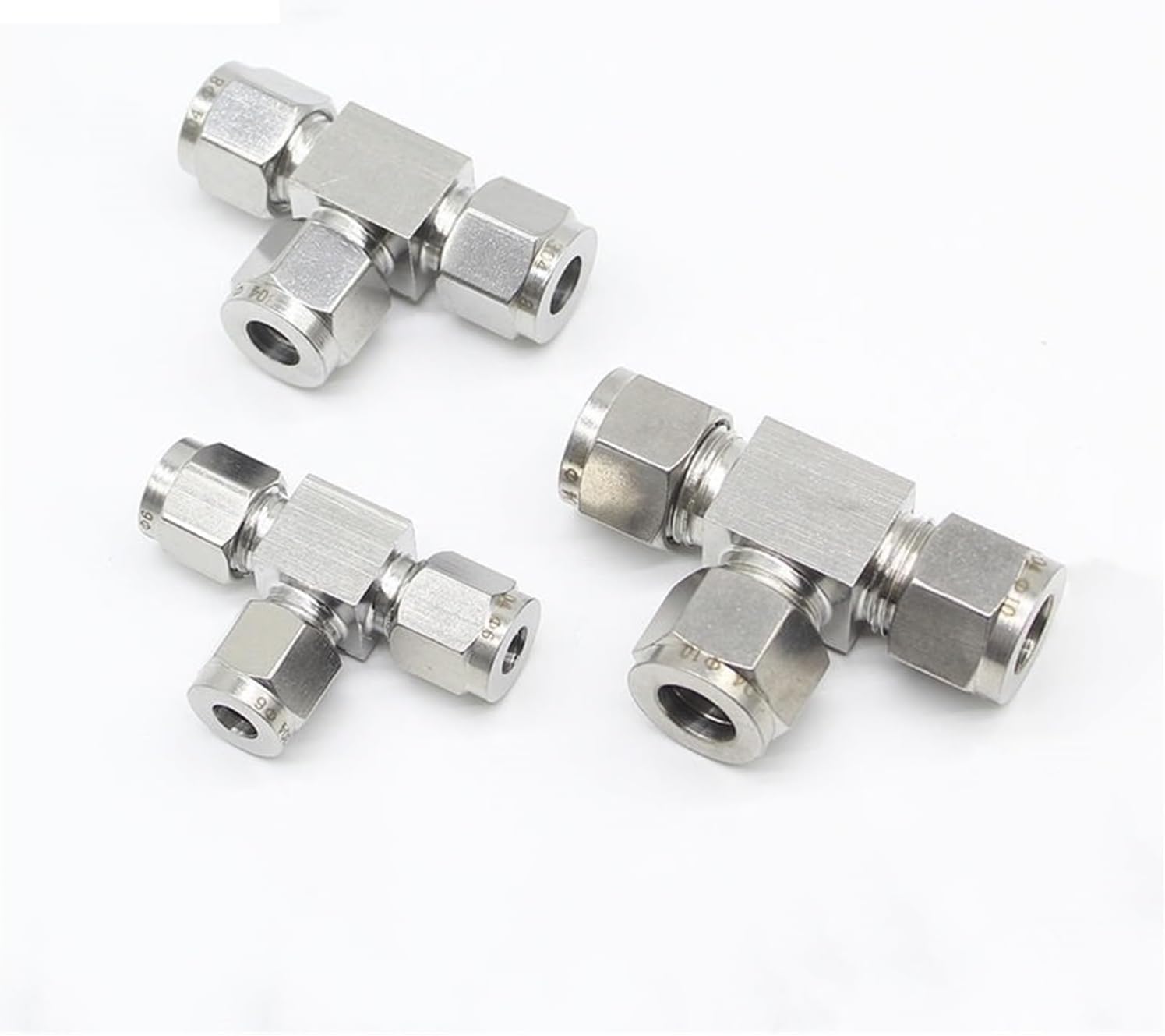 Stainless steel 304 1/8" 1/4" 3/8" 1/2" 3mm 4mm 6mm 8mm 10mm 12mm 14mm 16mm 18mm 3 Way Double Ferrule Tee Tube fitting Connector(14mm)