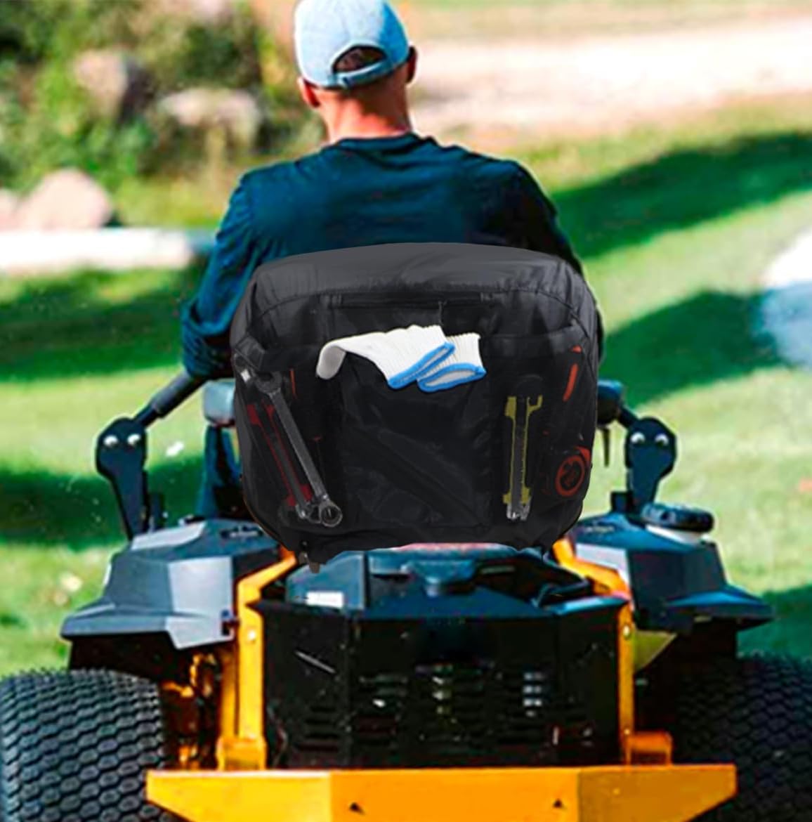 Grande housse de siège LP92334, housse de siège rembourrée et imperméable pour tondeuse à gazon avec siège conducteur, compatible avec sièges de tondeuse John Deere et Gator, avec sac de