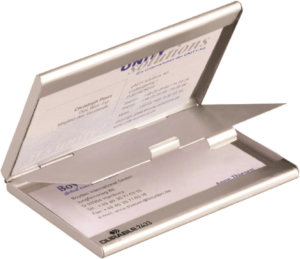 Durable 2433/23 Aluminium Business Card Box/Holder/Case Duo, Silver