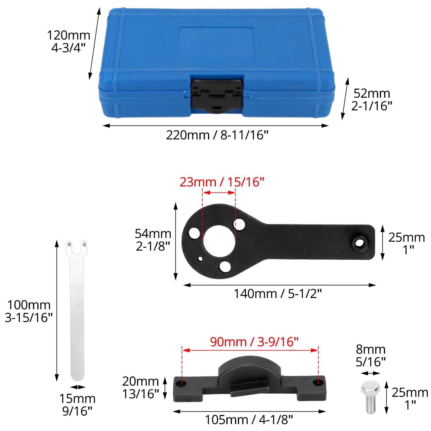 QWORK® Kit Attrezzo Messa in Fase, Strumento di Regolazione del Motore Dell'auto, Compatibile con Motori Fiat Punto Evo, Panda 1.1, 1.2, 1.4 Litri 8V