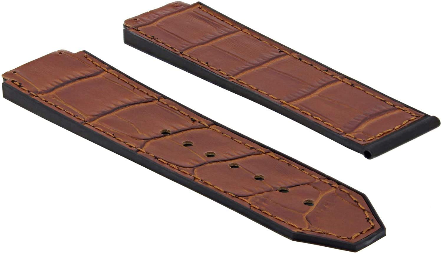 25MM Alligator Leather & Rubber Strap Compatible Band for HUBLOT Big Bang Fusion-BROWN by HOURSTAR