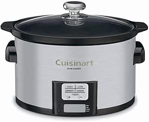 Cuisinart PSC-350 3-1/2-Quart Programmable Slow Cooker, Silver, 9-1/2 in H x 9.1 in W x 12.67 in L