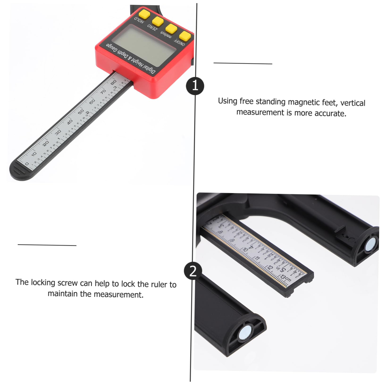 Produktbild von VOANZO Digitaler Höhenmesser 80 Mm – Magnetisch, 0,05 Mm Auflösung, 3 Einheiten, Für Tischsägen & Fräsen