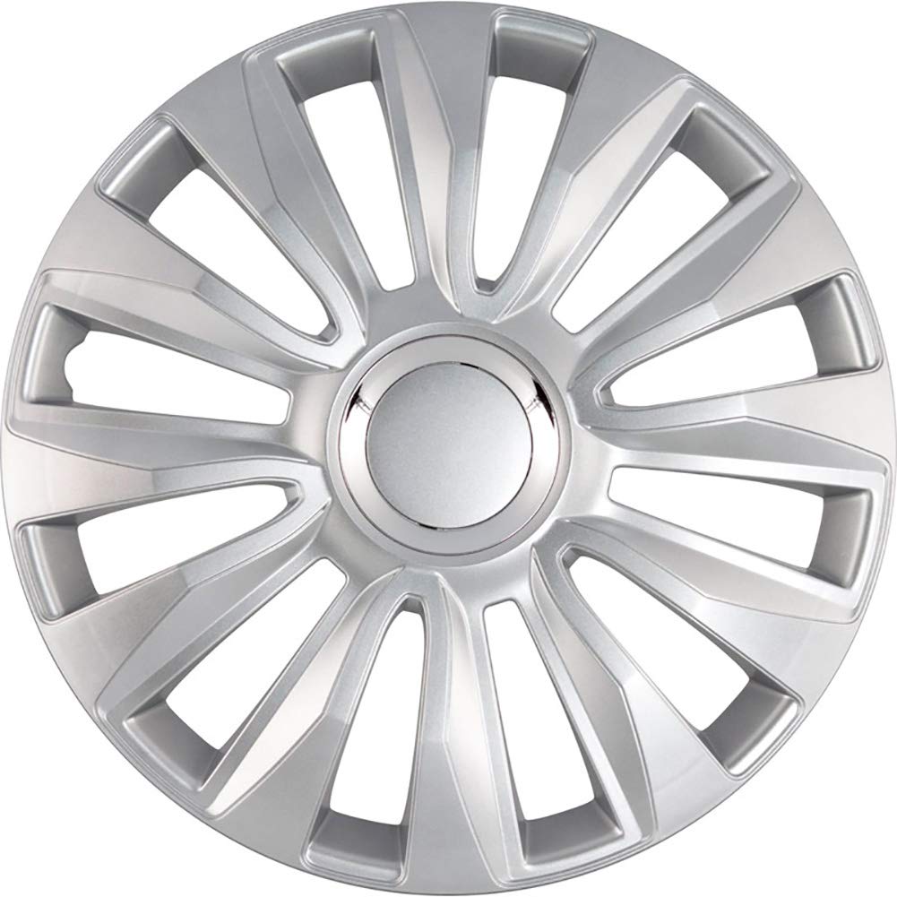 AutoStyle Set di 4 Copricerchi Avalone PRO 15 Pollici Argento + Anello Cromato