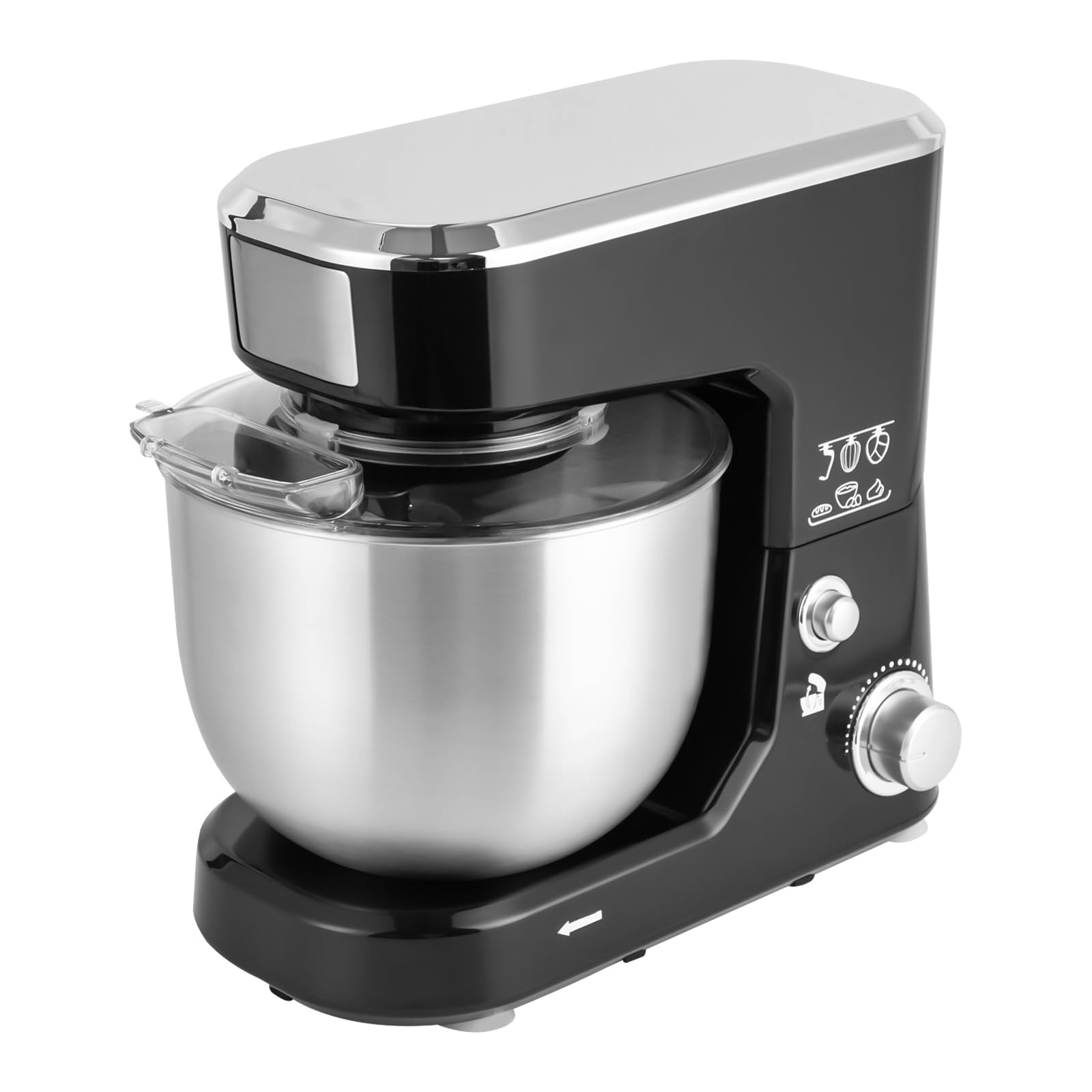 Robot da cucina da 5 l, impastatrice da 1000 W, con 3 livelli di velocità, impastatrice in acciaio inox 304, frullatore cucina, tritacarne elettrico, con frusta e gancio per impastare