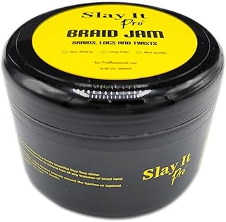 Slay It Pro Braid Jam Frizz-Free Shine Long Lasting Hold and No Flaking for Braids, Locs and Twists 8 Oz (Super Hold)
