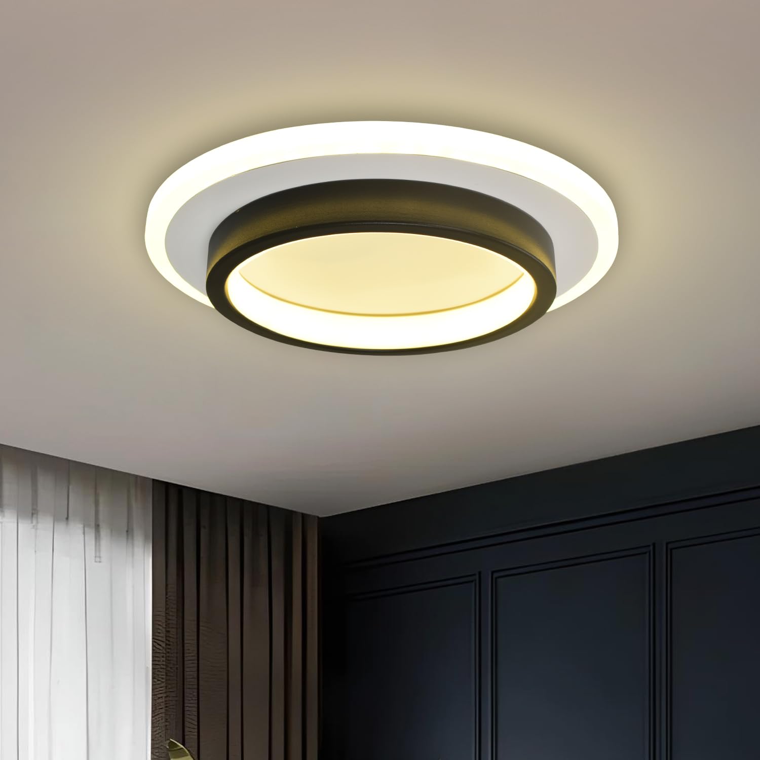 Smartway® - 38W Round Mabel LED Ceiling Light | Modern Decorative Lamp for Living Room, Bedroom, Office, Dining & Home | 3 Color Mode (Warm, Cold & Natural White) | Metal Body | 1-Year Warranty