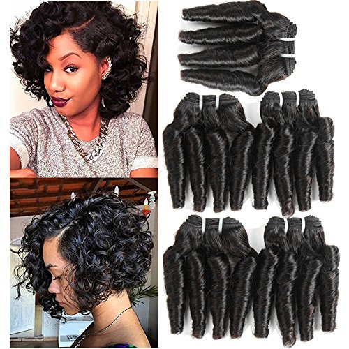 Molefi Brazilian Virgin Funmi Hair Bundles burmese curly bundles human hair 5 Bundles Short Curly Weave 9A Unprocessed Brazilian Human Hair Extensions 50g/pc Full Head Natural Color (8 8 8 8 8 inch)