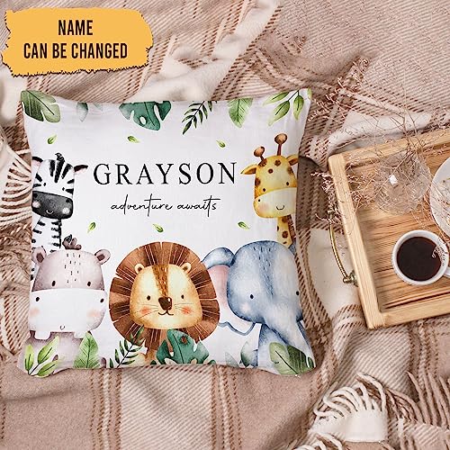 Hyturtle Personalized Boys Girls Nursery Throw Pillow (Insert Included) Gifts -Nursery Cushion -New Baby Boy Girl Gift -Baby Shower Pillow - Adventure Custom Name Sofa Couch Cushion Home Decor Pillow - Image 3