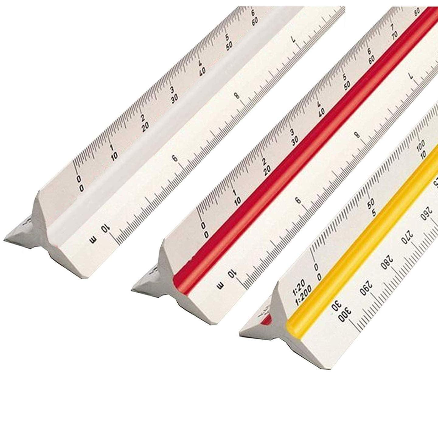 Triangle Scale Ruler, 30 cm/12-inch Long Plastic Straight Measuring Tool For Architects, Engineers, School/College Students, Office Employee (1-Piece)