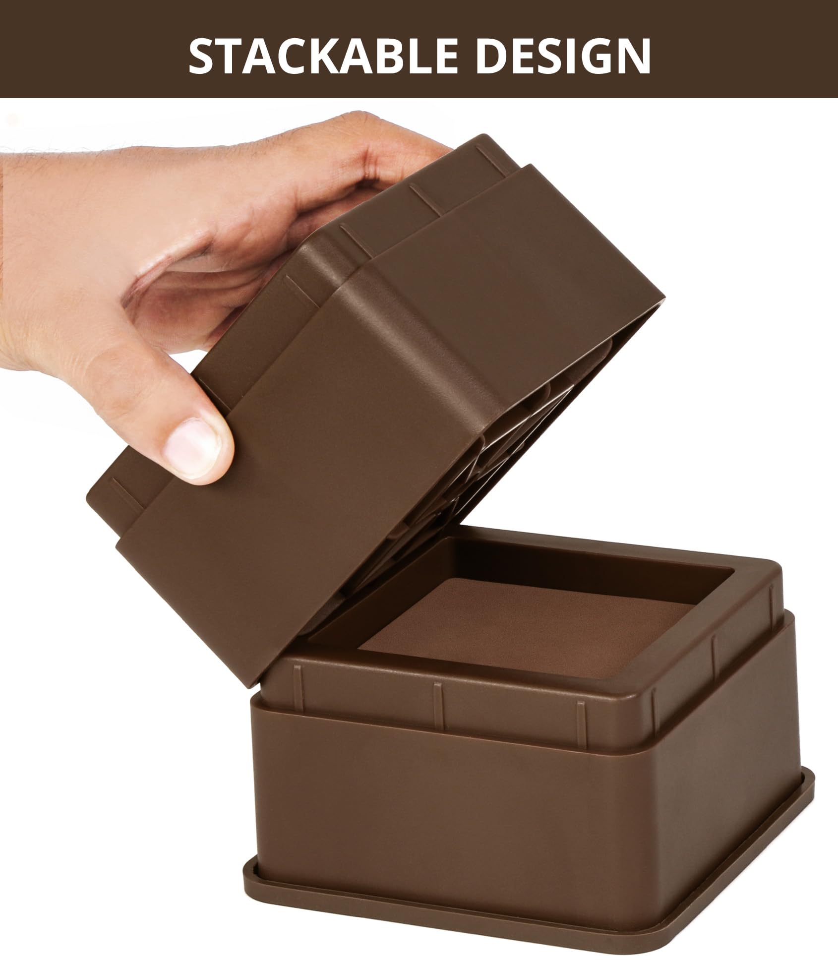 Utopia Bedding Premium Mobili Regolabili e Alzata Letto 8 Pezzi (5 cm to 10 cm) - Plastica Durevole con Schiuma, Gomma Antiscivolo Pads - Alza Il Tuo Letto, Divano, Tavolo, Sedia - Braun