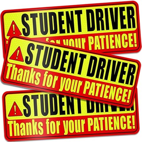 psler Student Driver Magnet for Car,be Patient Student Driver Magnet Boys and Girls New Student Driver Sticker Safety Warning Red and Yellow Reflective Signs Reusable Movable 9.45×3.07inch 3 Pcs Gifts Cover