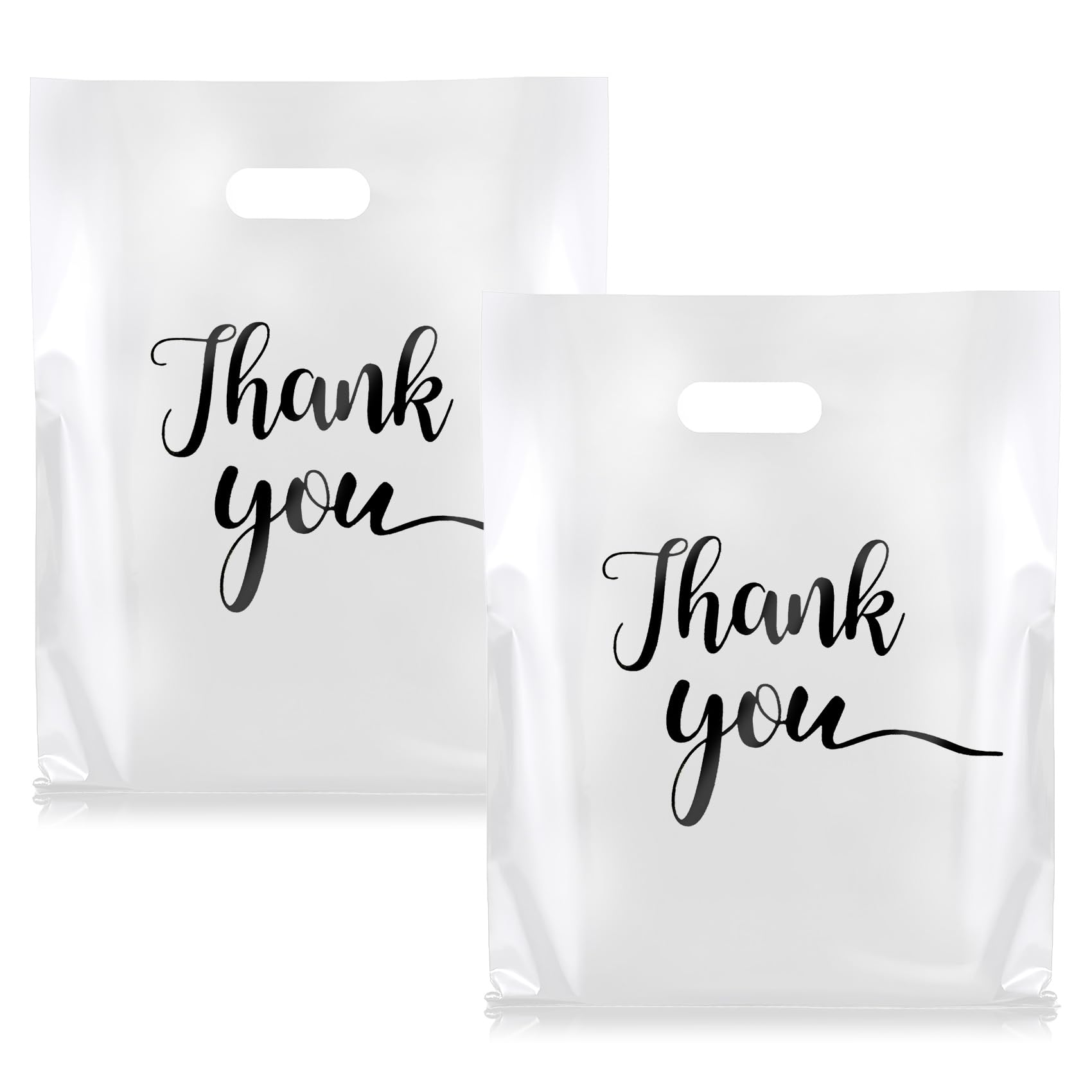 Thank You Bags 100 Pcs Thank You Gift Bags Merchandise Bag Extra Thick Reusable White Plastic Shopping Bag with Handles for Small Business Retail Boutique Wedding Birthday Party Gifts 9 x 12 Inch