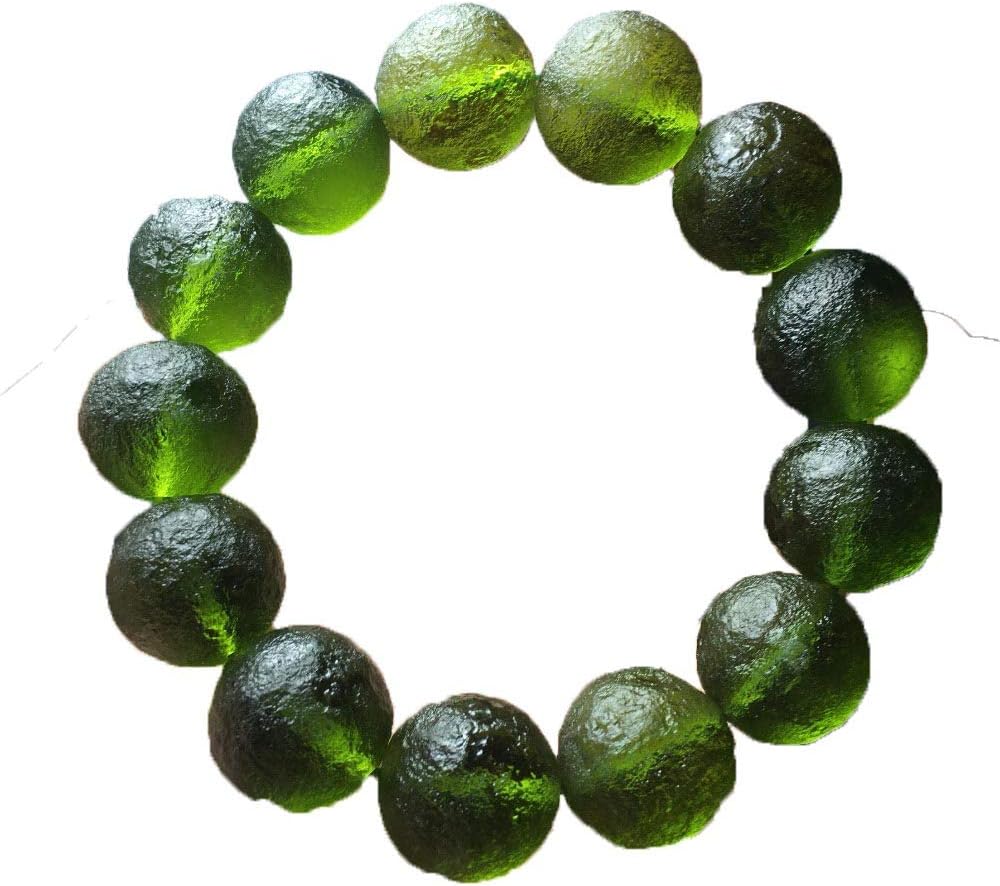 100% A Grade Natural Green GEM MOLDAVITE Meteorite Impact Bead Bracelet 17-20mm