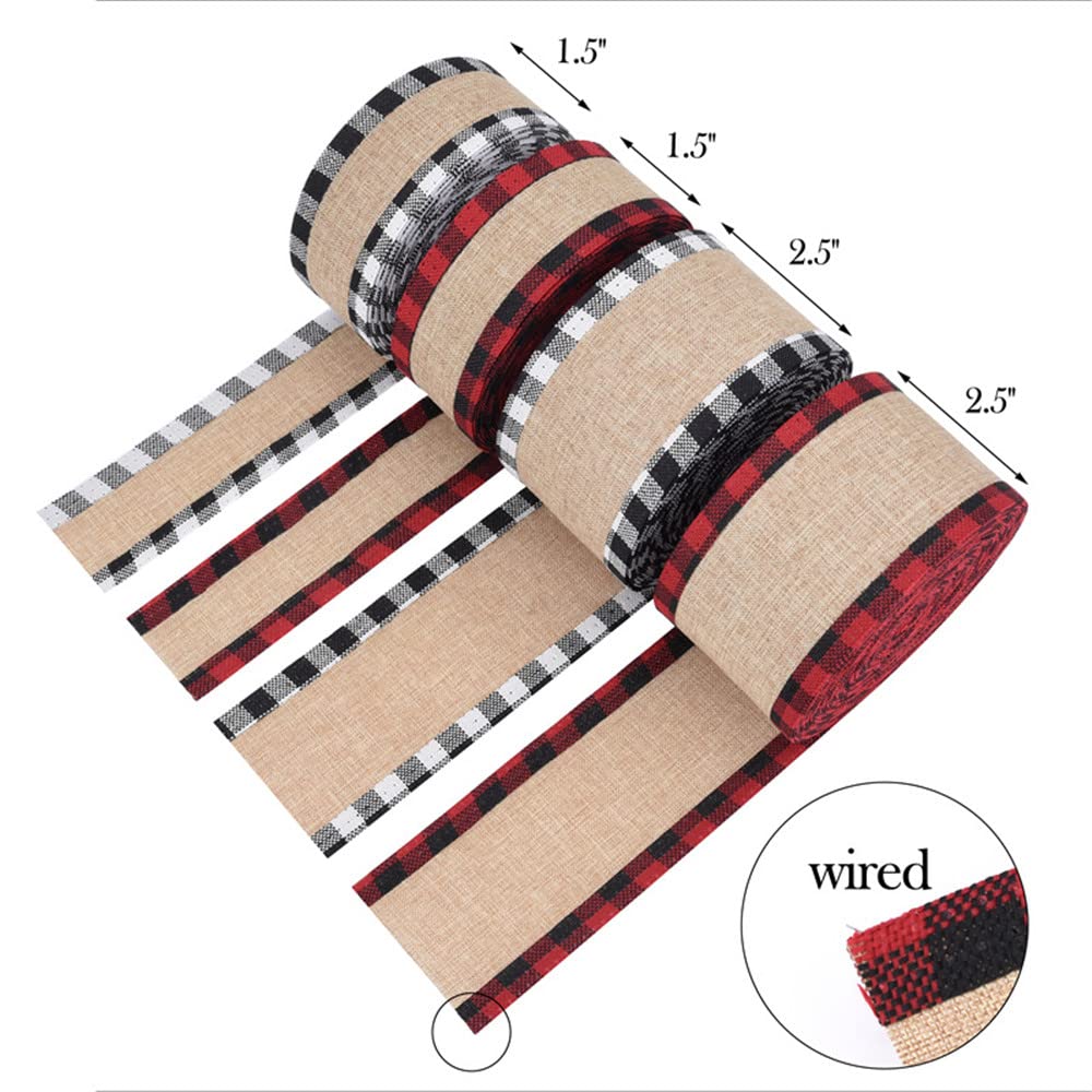 Wstążka jutowa w kratę wstążka jutowa do pakowania prezentów Boże Narodzenie bukiet ślubny kokardy DIY rzemiosło dekoracja na imprezę 10 jardów/rolka