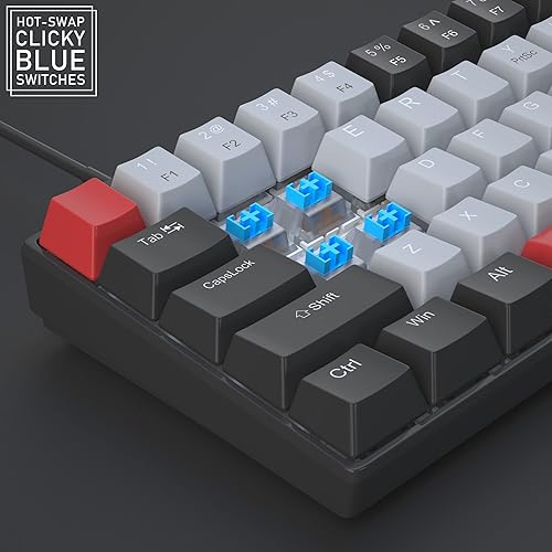 Miniatura 3 de Combo de teclado y mouse para juegos, teclado mecánico 60% compacto con retroiluminación LED azul, teclados y mouse para juegos de PC, teclado