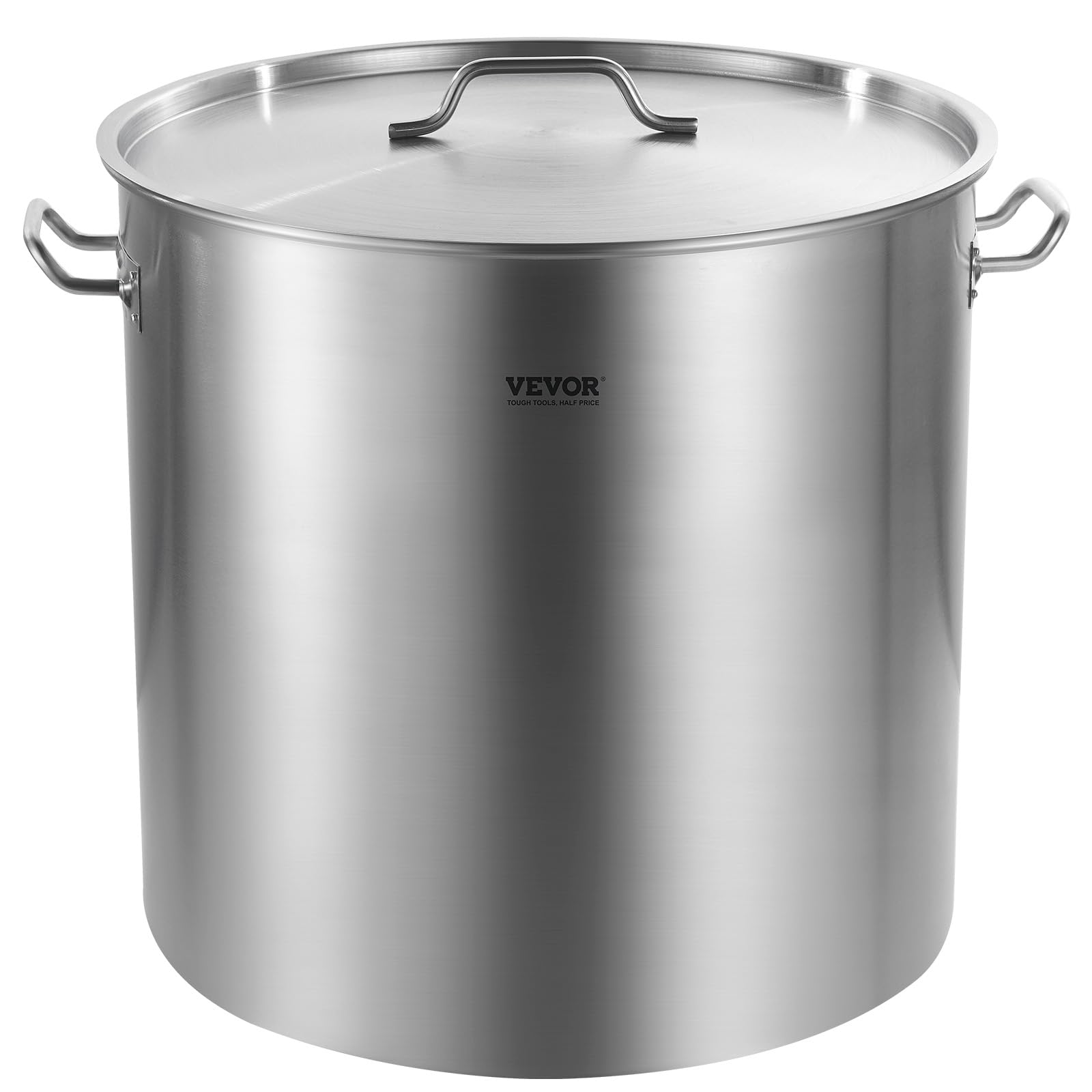 VEVOR Pentola in Acciaio Inox, Pentola per Salse con Cestello 94,6 L, Coperchio e Manico, Pentola Resistente di Grado Commerciale, Trattamento di Macinazione, per Eventi di Grandi Gruppi, Argento