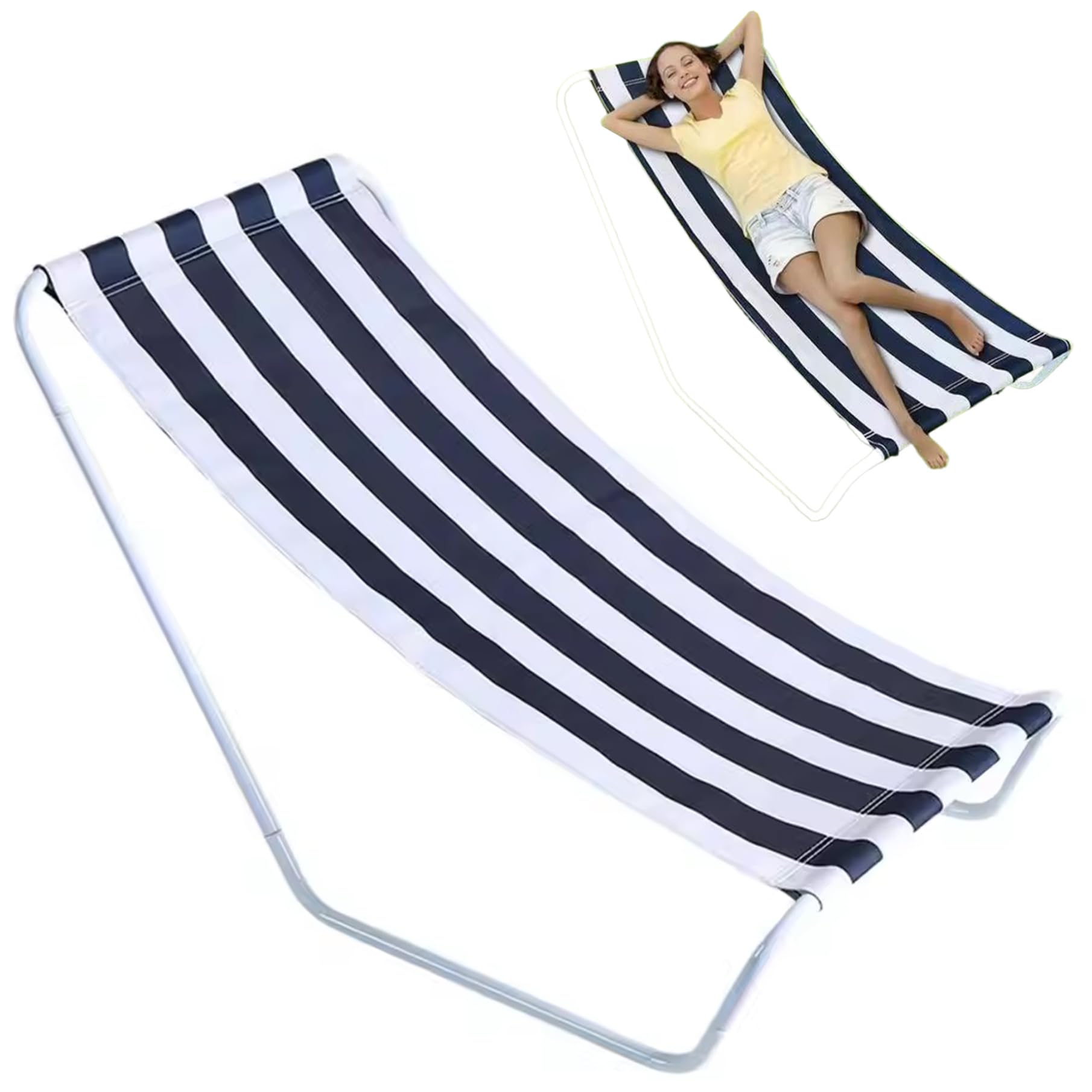 Chaise longue de plage portable pour vos séances de bronzage face vers le bas