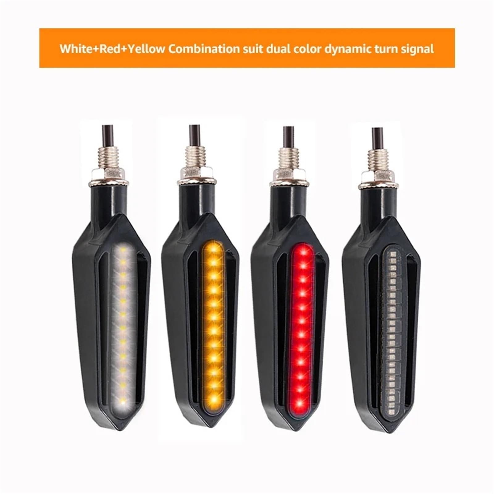 reflektory przednie Motocyklowe światło LED 12V 10mm Migacz światła płynącej wody 24LED Uniwersalny przekaźnik Moto Wbudowany migający wskaźnik świetlny lampą halogenową(4 Pcs)