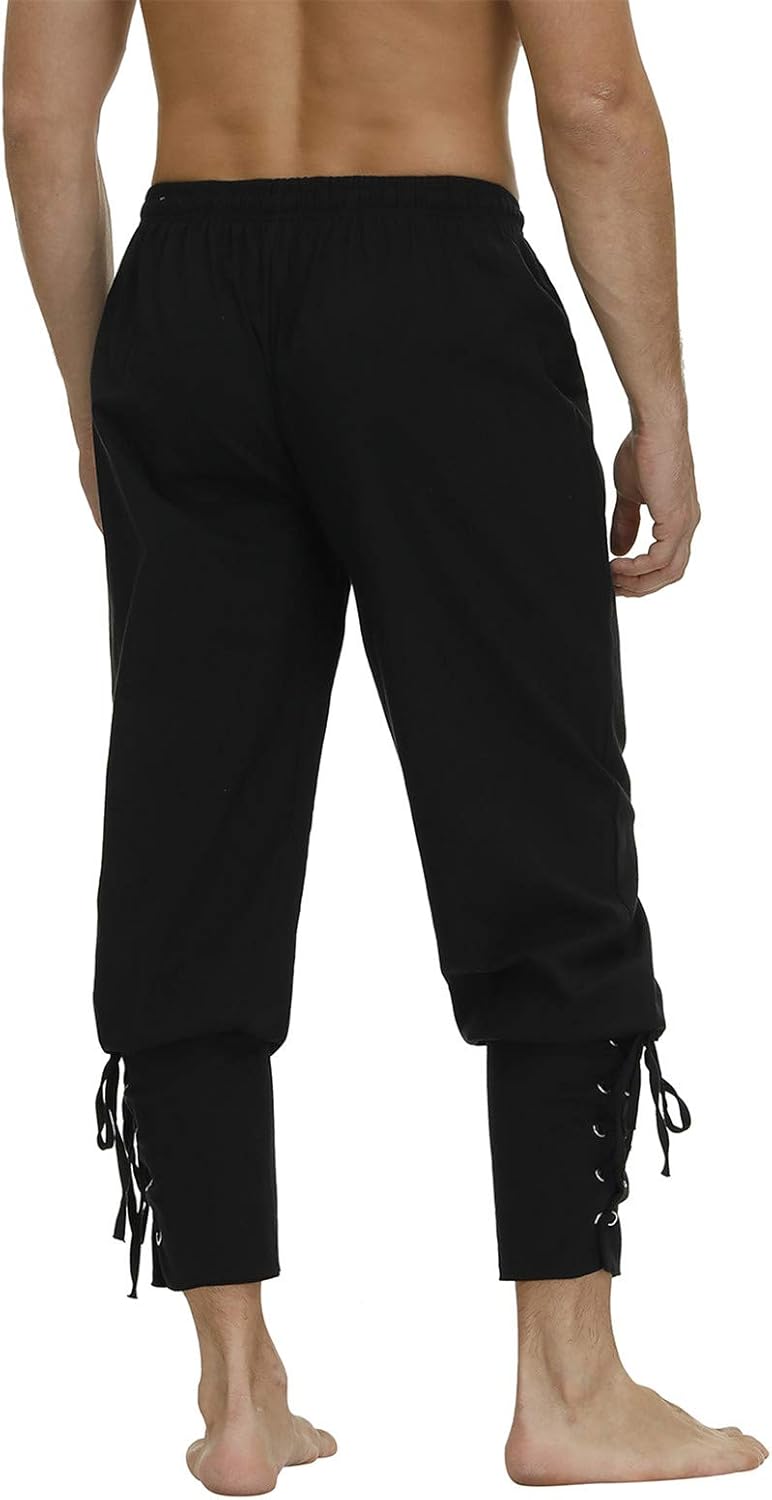 Zhitunemi Viking Pirate Pants Men: Renaissance Costume Men Medieval Pants - Pirate Halloween Costumes & Renaissance Faire - Image 2