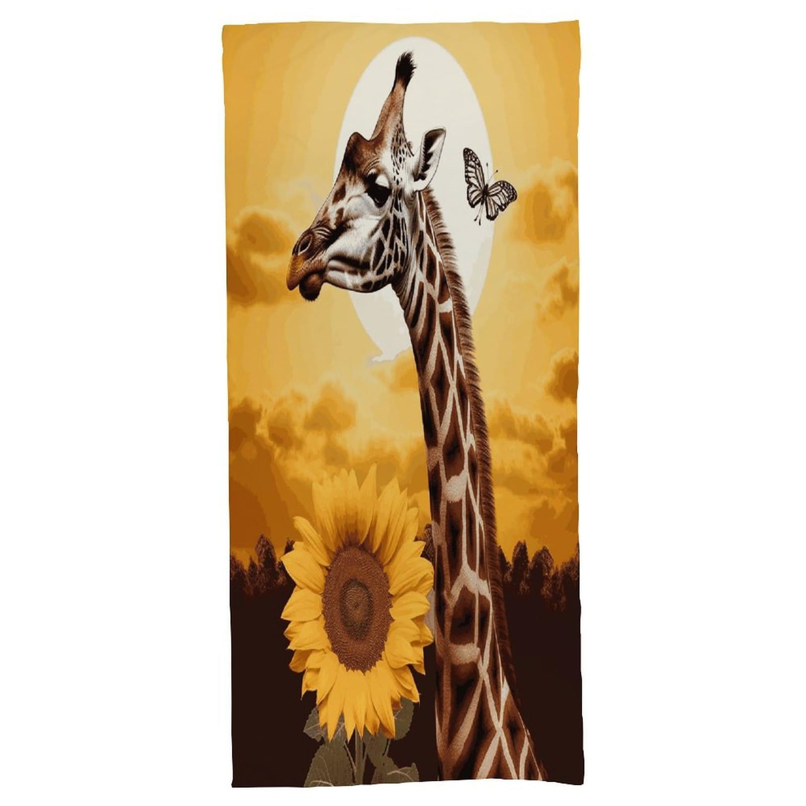 Fekiloot Men's Style Giraffe And Sunflower Bath Towel Highly Absorbent,Beach Towels For Wo,Pool Towel Bathroom Essential For Beach,Gym,Travel, Camp