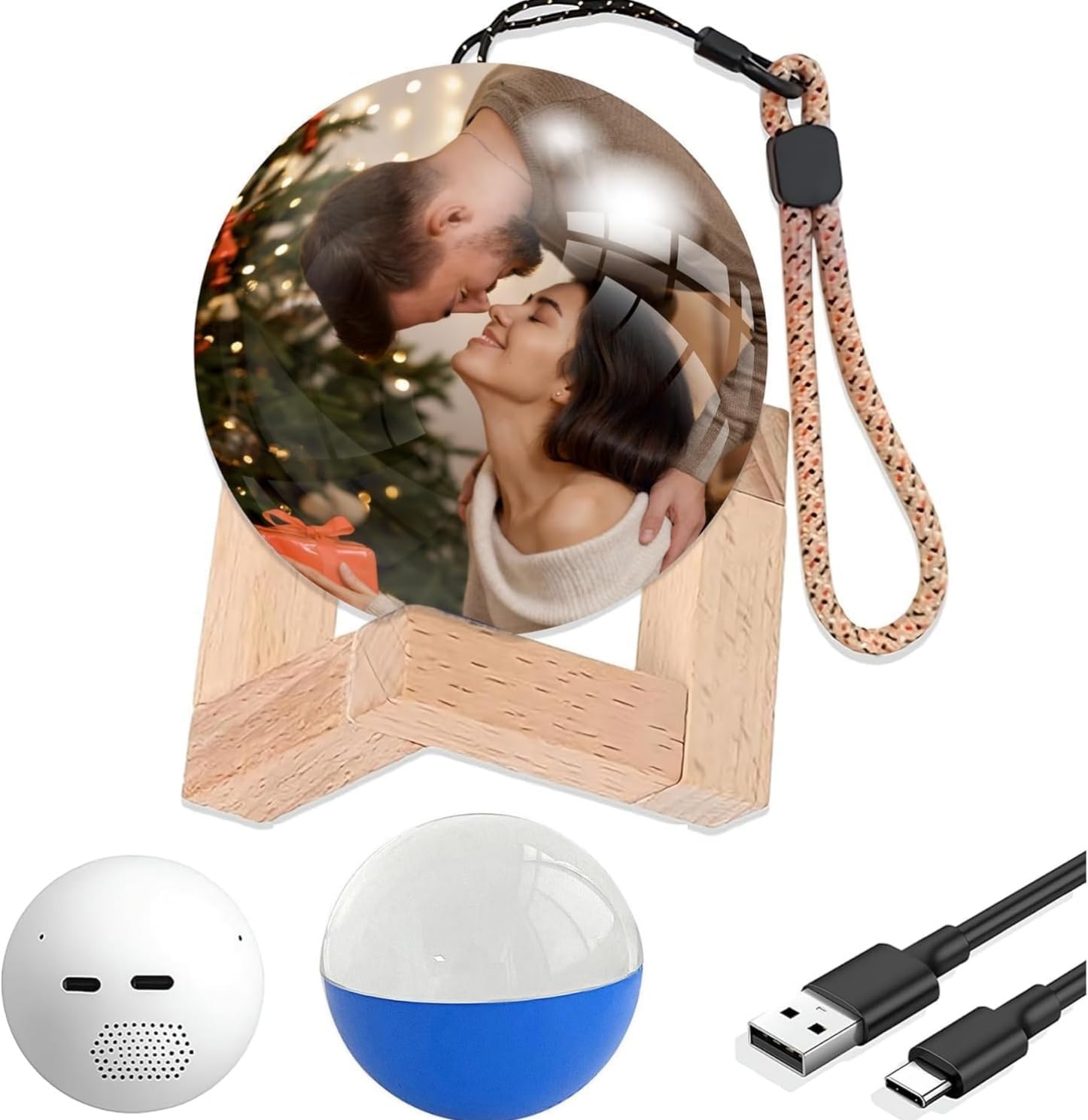 2.7" Upgraded Crystal Ball Video Player Supports WiFi,Personalized Digital Memory Display, Uploadable Videos & Photos, DIY Gift for Anniversary, Birthday (White)