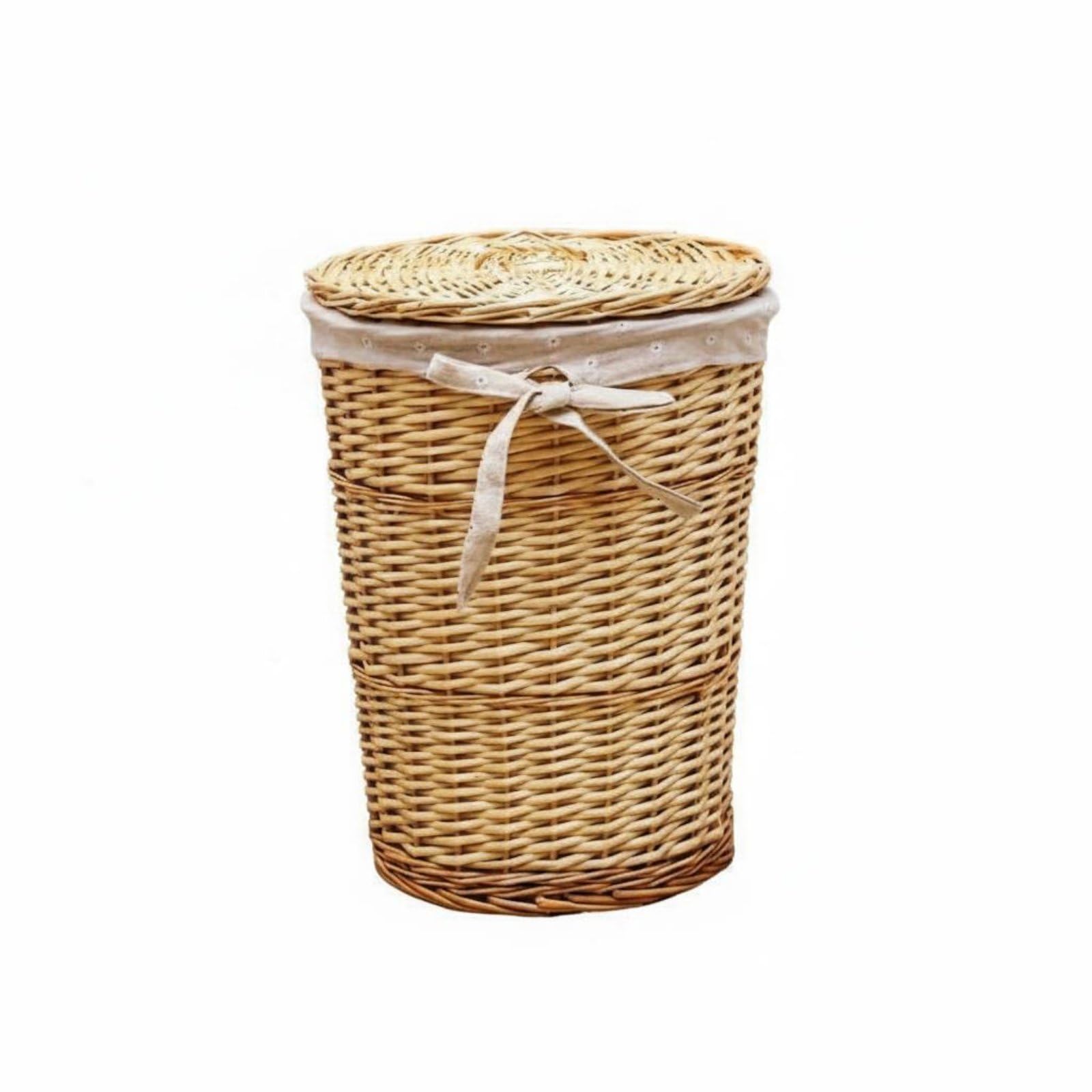 Cesto Portabiancheria Grande Cesto Cesta Vimini Cesto Biancheria Intrecciato con Coperchio E Sacco Interno Lavabile per Settimana di Bucato Ordinata, Medio, Con Piccoli Fiori Bianchi