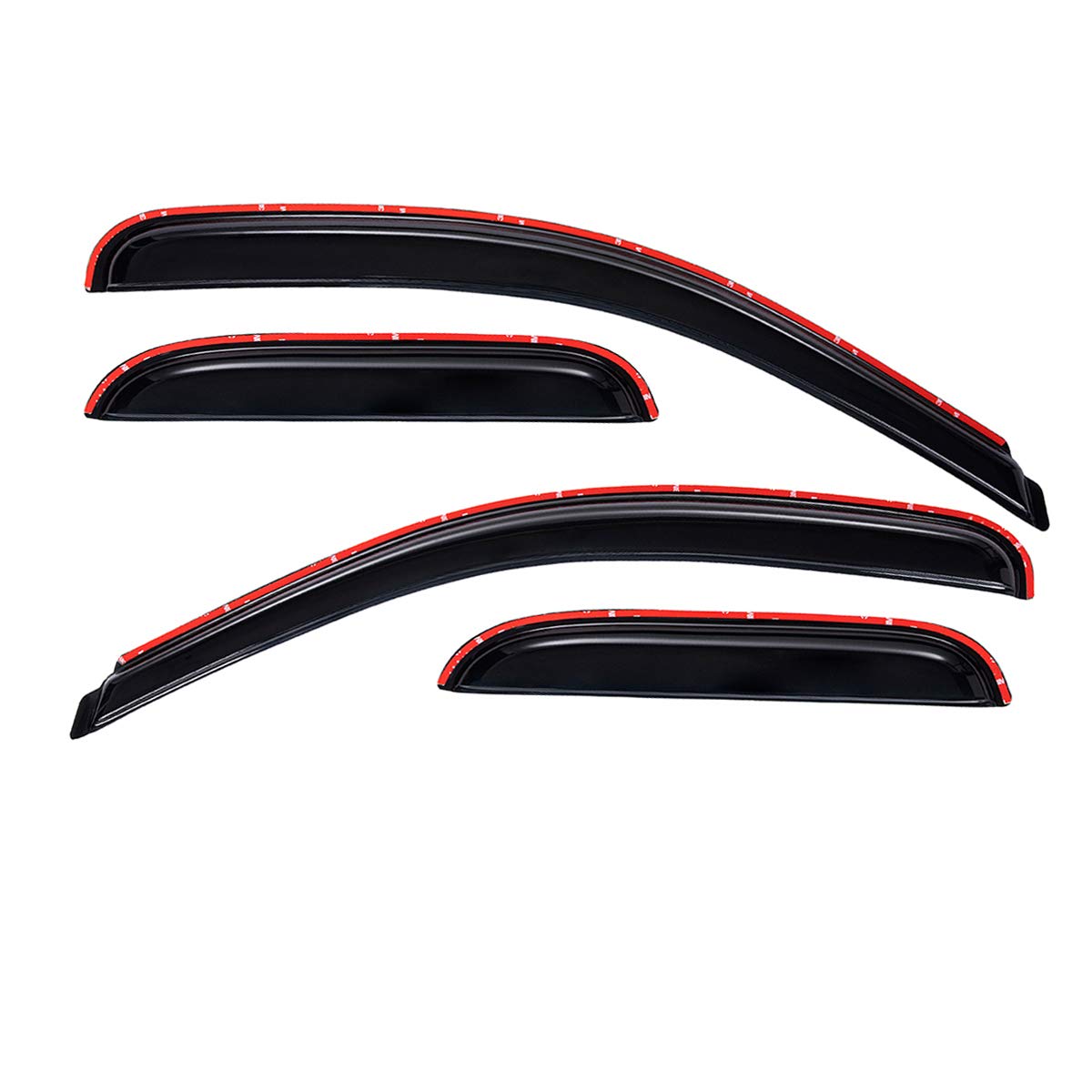 Lightronic WV194761 in-Channel Side Window Visor Deflector Rain Guard, Dark Smoke Shatterproof, 4 PCS Set for 2007-2021 Toyota Tundra Double Cab