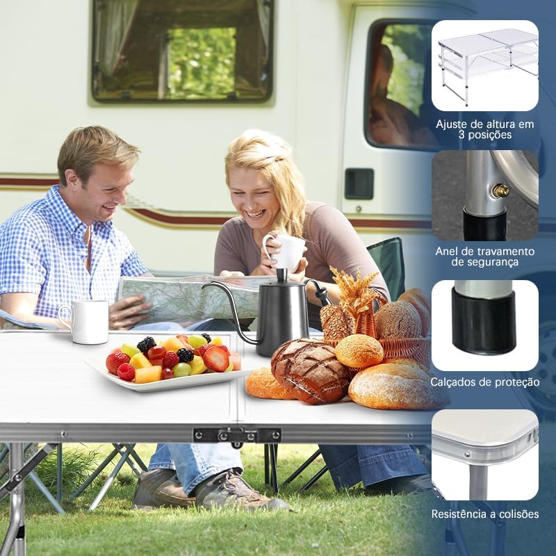 Mesa Dobravel Maleta Portatil, Escrivaninha Dobravel Retangular para Cozinha/Area Externa/Camping(120×60×70CM) Mesa Dobravel Maleta Portatil, Escrivaninha Dobravel Retangular para Cozinha/Area Externa/Camping(120×60×70CM)