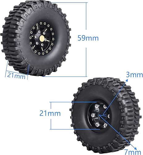 Miniatura 14 de HobbyPark Ruedas y neumáticos Beadlock de latón 1.0 para Traxxas TRX4M Piezas de actualización Axial SCX24 1/24 RC Crawler Reemplazo (paquete de 4)