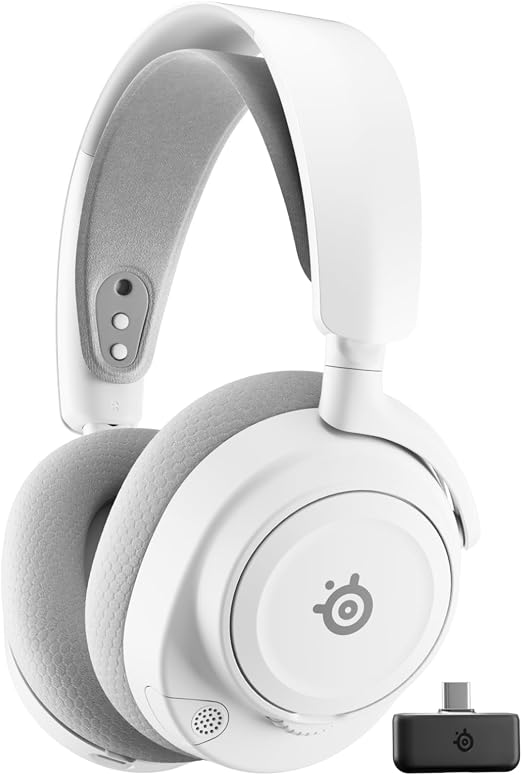 SteelSeries ワイヤレス ゲーミングヘッドセット ヘッドホン Arctis Nova 7 Gen 2 White 軽量 ボイスチャット可能 300以上のプリセット ゲームとスマホを同時接続 無線 密閉型 Switch/Switch2/PC/PS5/PS4 対応 AIノイズキャンセリング 50時間バッテリー 空間オーディオ Hi-Fiサウンド 高耐久 調整可能 61731 ホワイト