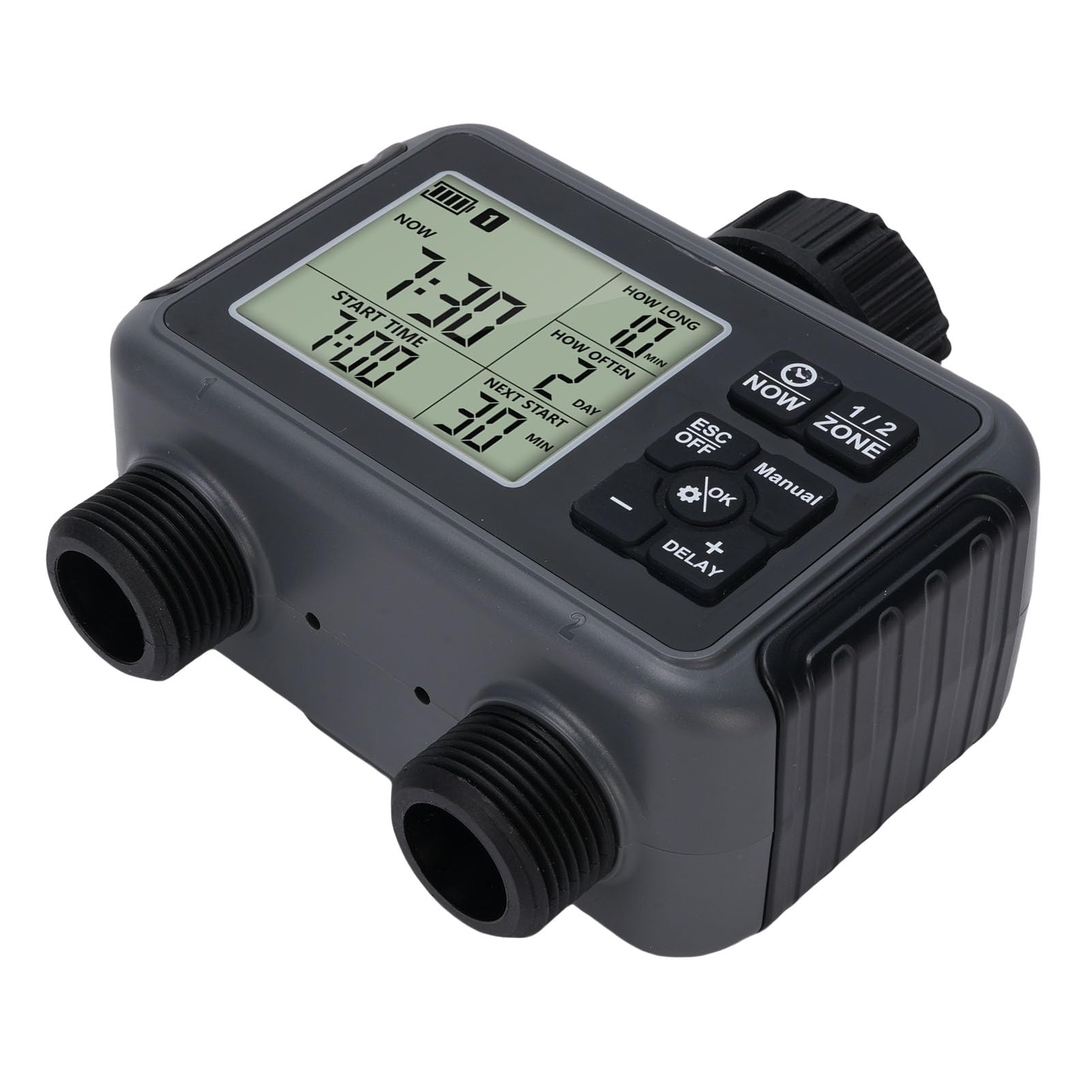 GOWENIC Temporizzatore Automatico per Irrigazione a Doppia Zona |Timer Irrigatore LCD Resistente Alla Pioggia IPX5 3 modalità per l'Irrigazione del Patio del Giardino