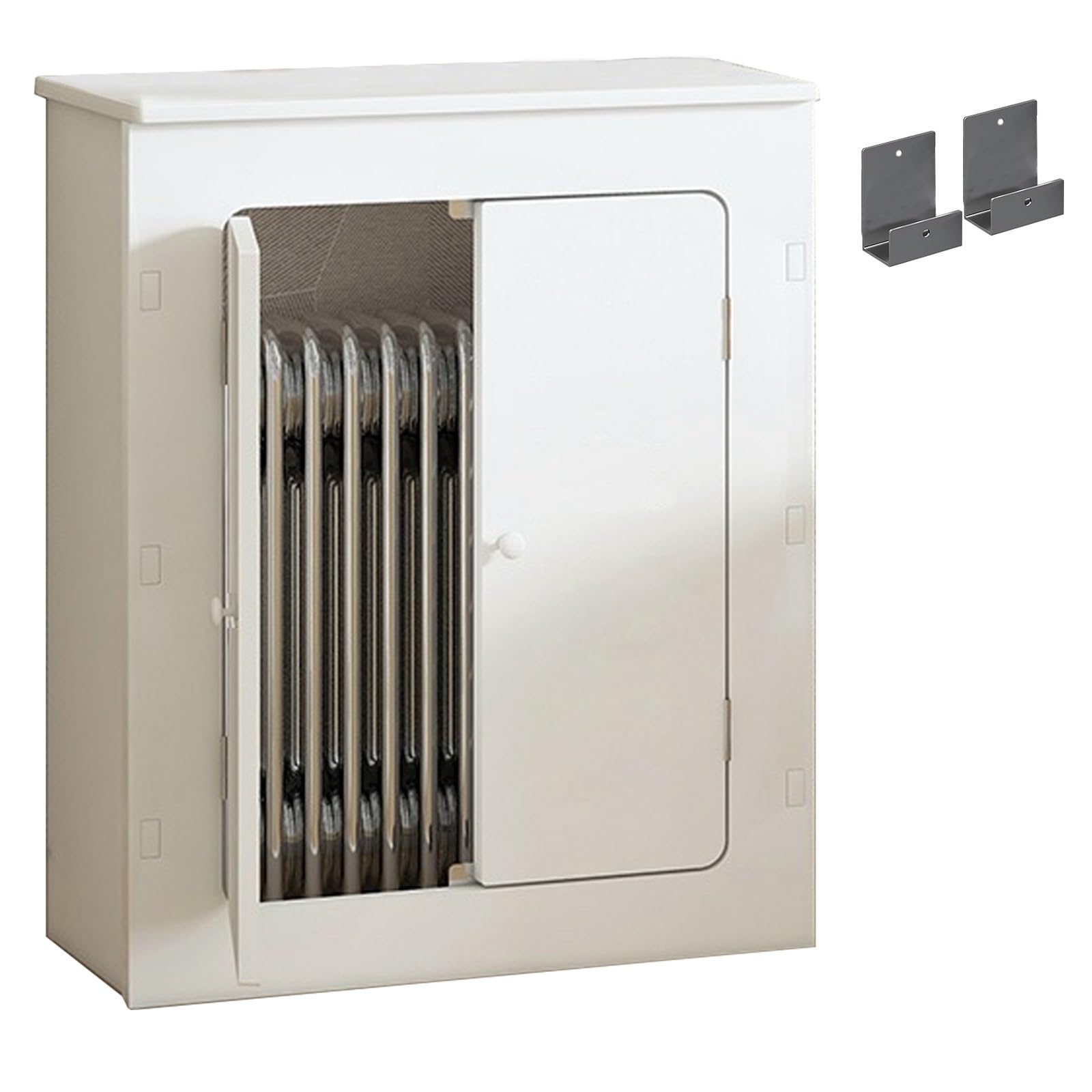 Cache Radiateur, Grille Cache Radiateur avec Portes à Double Battant, Plaque de PVC Épaisse de 1cm, Idéal pour Le Salon(100x70x20cm/39x28x8in)