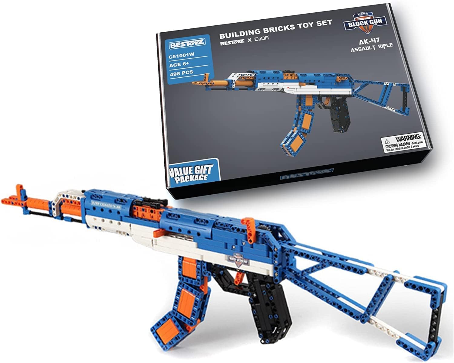 Sams Bestoyz Building Blocks AK47 Rifle Toy Gun, DIY Assembled Bricks