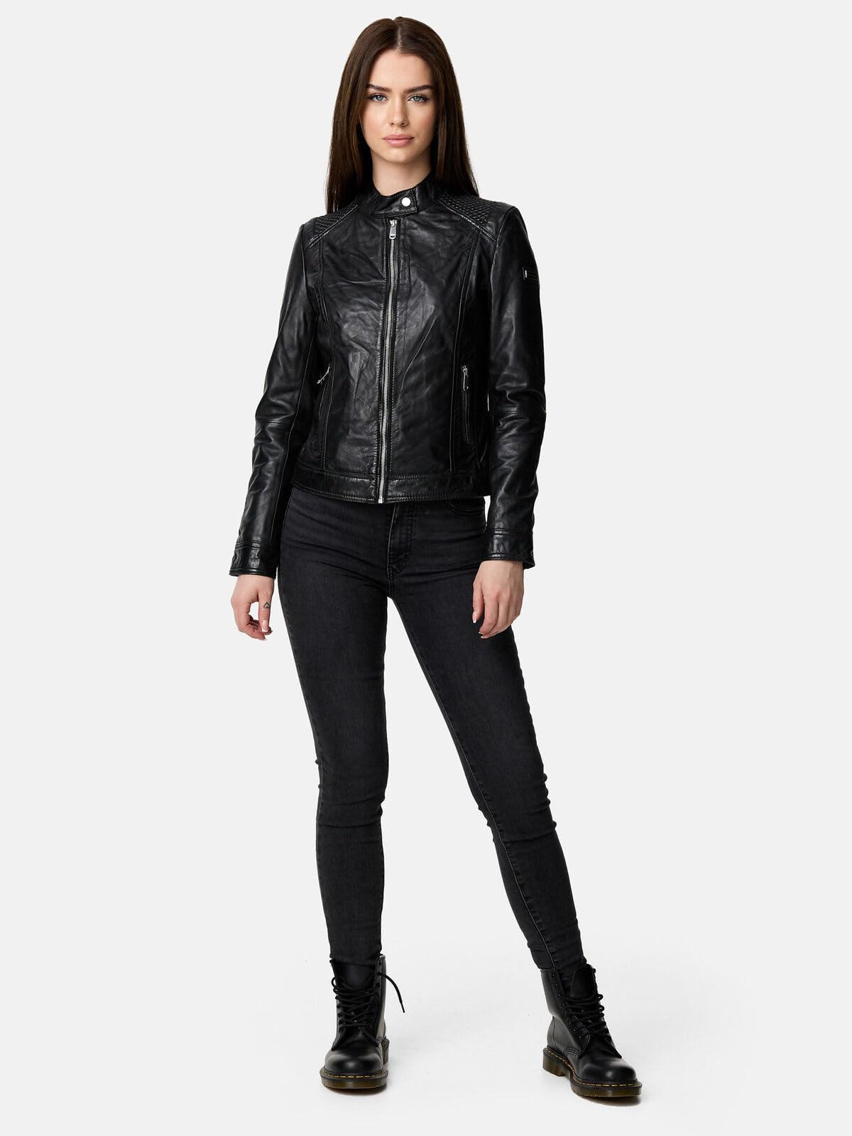 Tazzio Kurtka skórzana damska skórzana kurtka prawdziwa skóra Biker Look F520