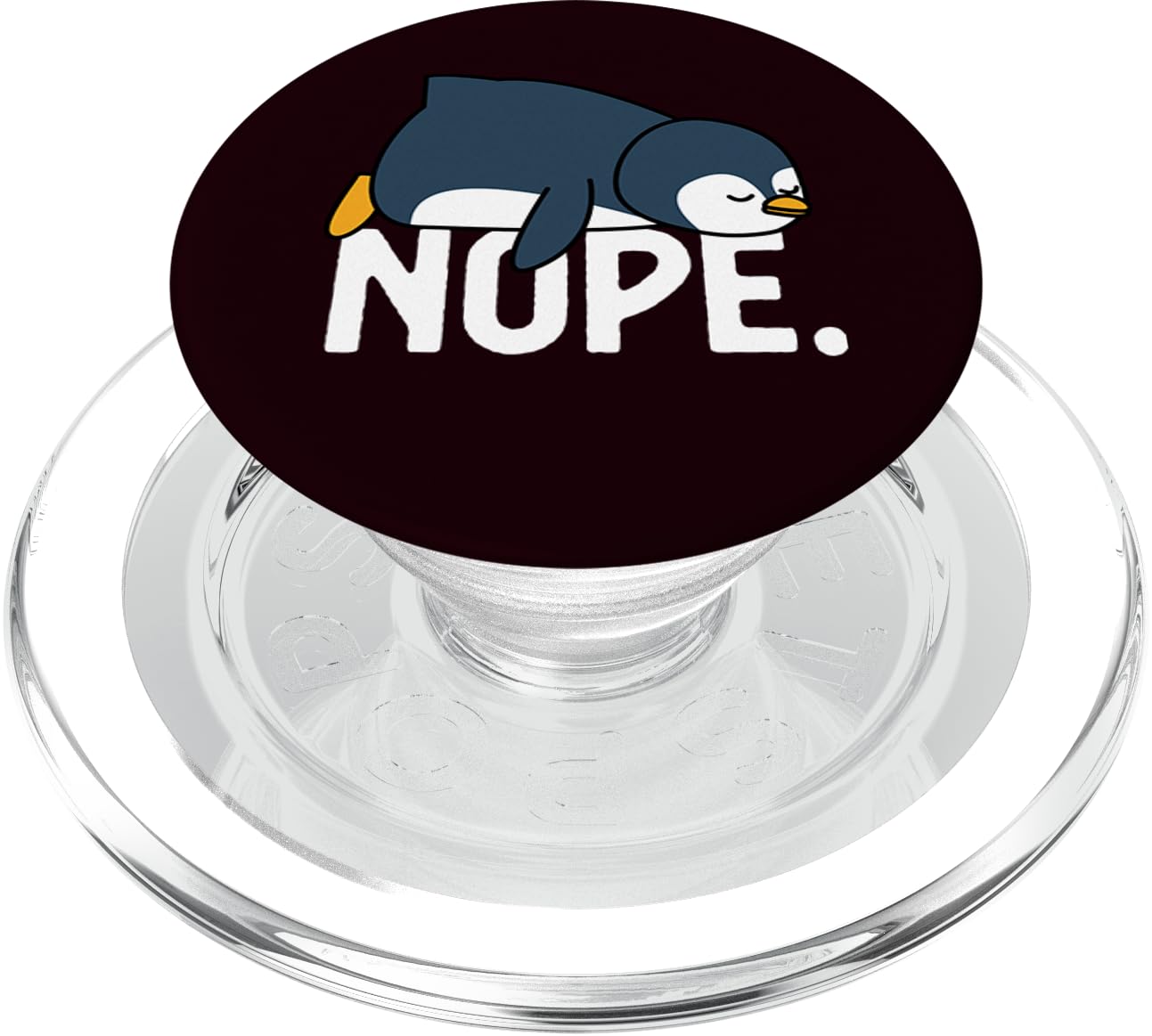 Funny Nope Not Today Lazy Penguin Black Grip PopSockets PopGrip for MagSafe